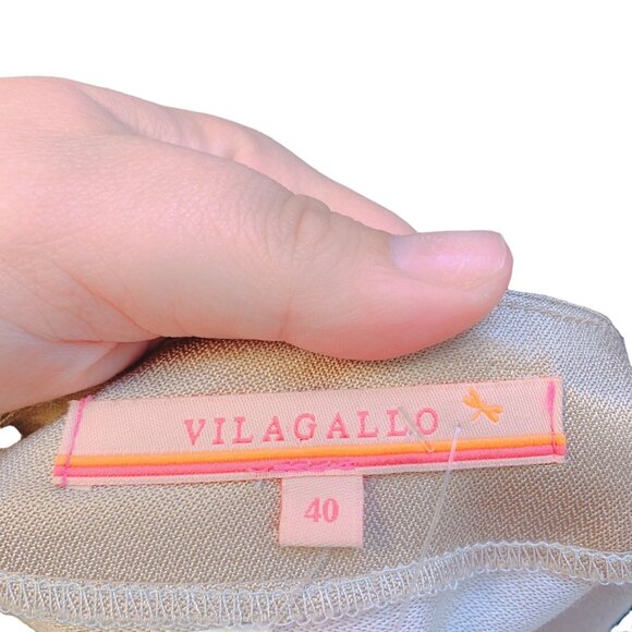 NWOT Vilagallo Beige Embroidered Sleeve Open Front Jacket 40 (6) - Picture 6 of 7